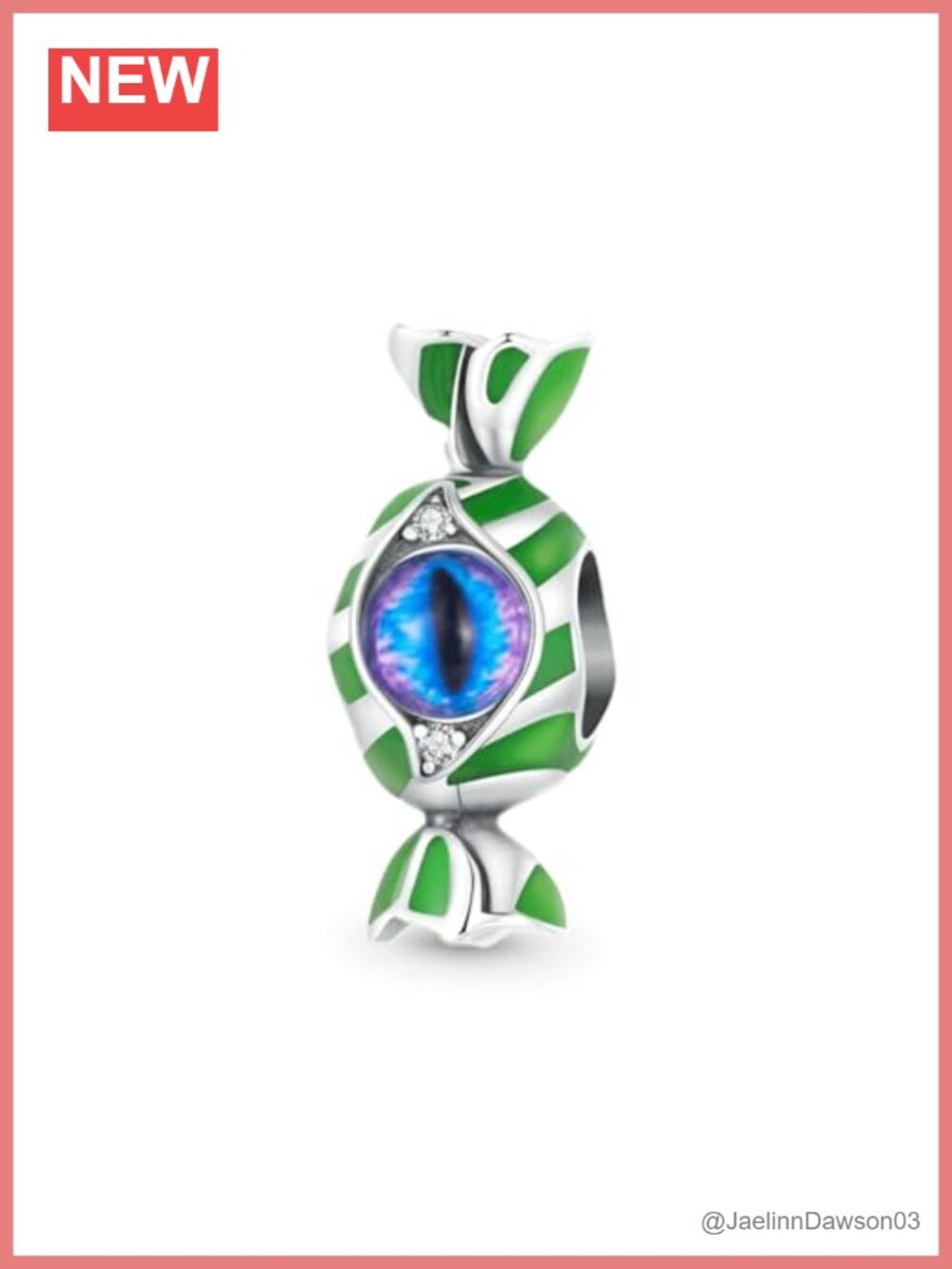 Sterling Silver Glow in the Dark Evil Eye Candy Charm for Bracelet Necklace